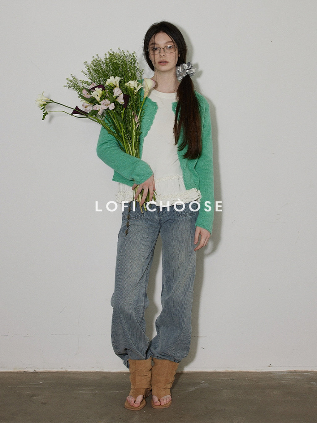 Lofi choose Versatile Commuter Crew Neck Regular Beige Charcoal Long Sleeve T-Shirts