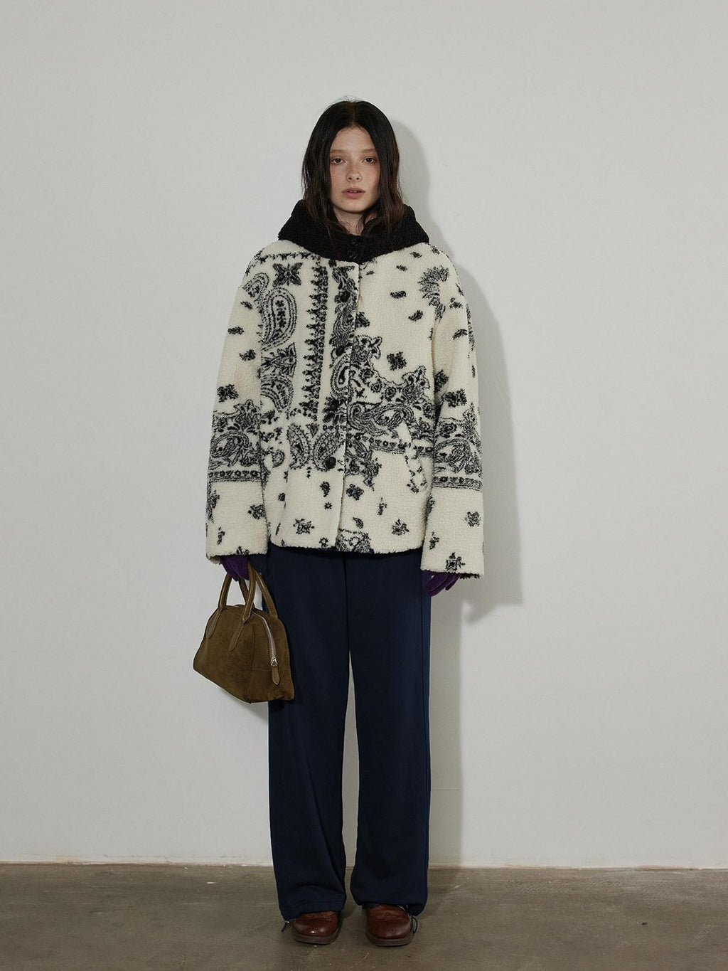 Lofi choose High Waist Casual Loose Straight Leg Women Navy Wide Leg Pants