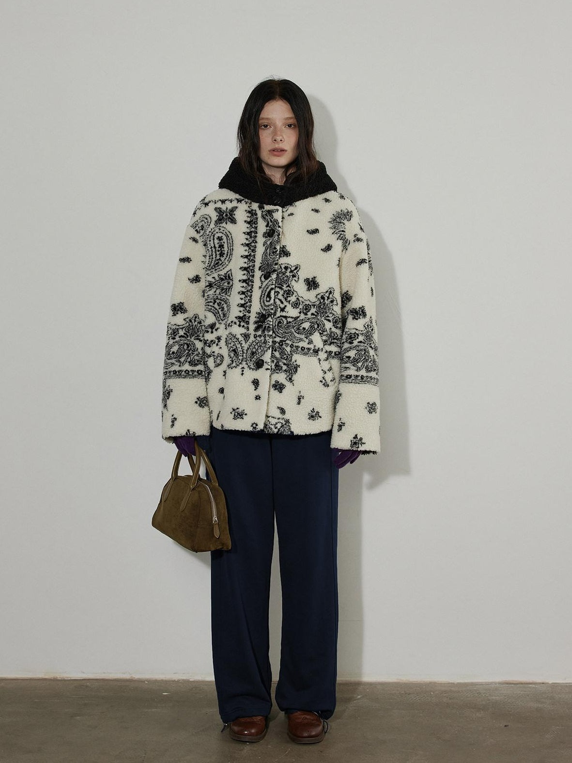 Lofi choose High Waist Casual Loose Straight Leg Women Navy Wide Leg Pants