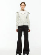 ikyou Minimal Commuter Drawstring Natural Waist Cotton Blend Wrinkle Free Flared Pants