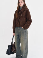 fano Breathable Cotton Distressed Natural Waist Loose Fit Blue Wide Leg Jeans