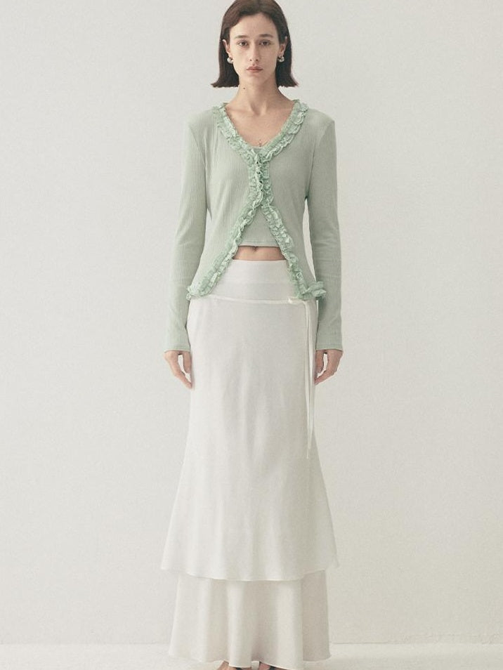 someone sometimes Soft Modal Tencel Minimal Office Double Fishtail Low Waist Women Maxi Skirts