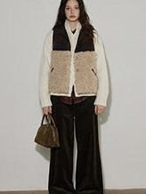 Lofi choose Warm Thick 100 Percent Cotton Colorblock Single Breasted Office Women Vests