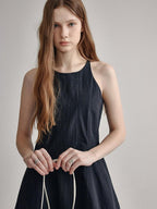 High Waist Sleeveless Minimalist Office A Line Cotton Blend Maxi Dresses