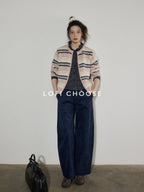 Lofi choose High Waist Stretch Wide Leg Zip Office Casual Women Brown Navy Straight Pants