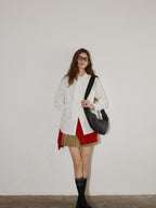 Lofi choose Elegant Ribbon Tie Neck Office Loose Fit Long Sleeve Button Blouses