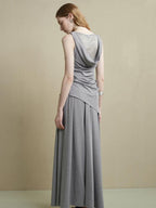 someonesometimes Slim Stretch Office Patchwork Two Piece Women Heather Gray Top & Skirt Sets