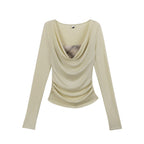 someonesometimes Lyocell Stretch Casual Slim Fit Plaid Scoop Neck Women Pear Long Sleeve T-Shirts