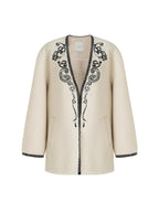 unspoken 3D Tailored Clean Minimalist Loose Fit Women Office White Polyester Short Coat