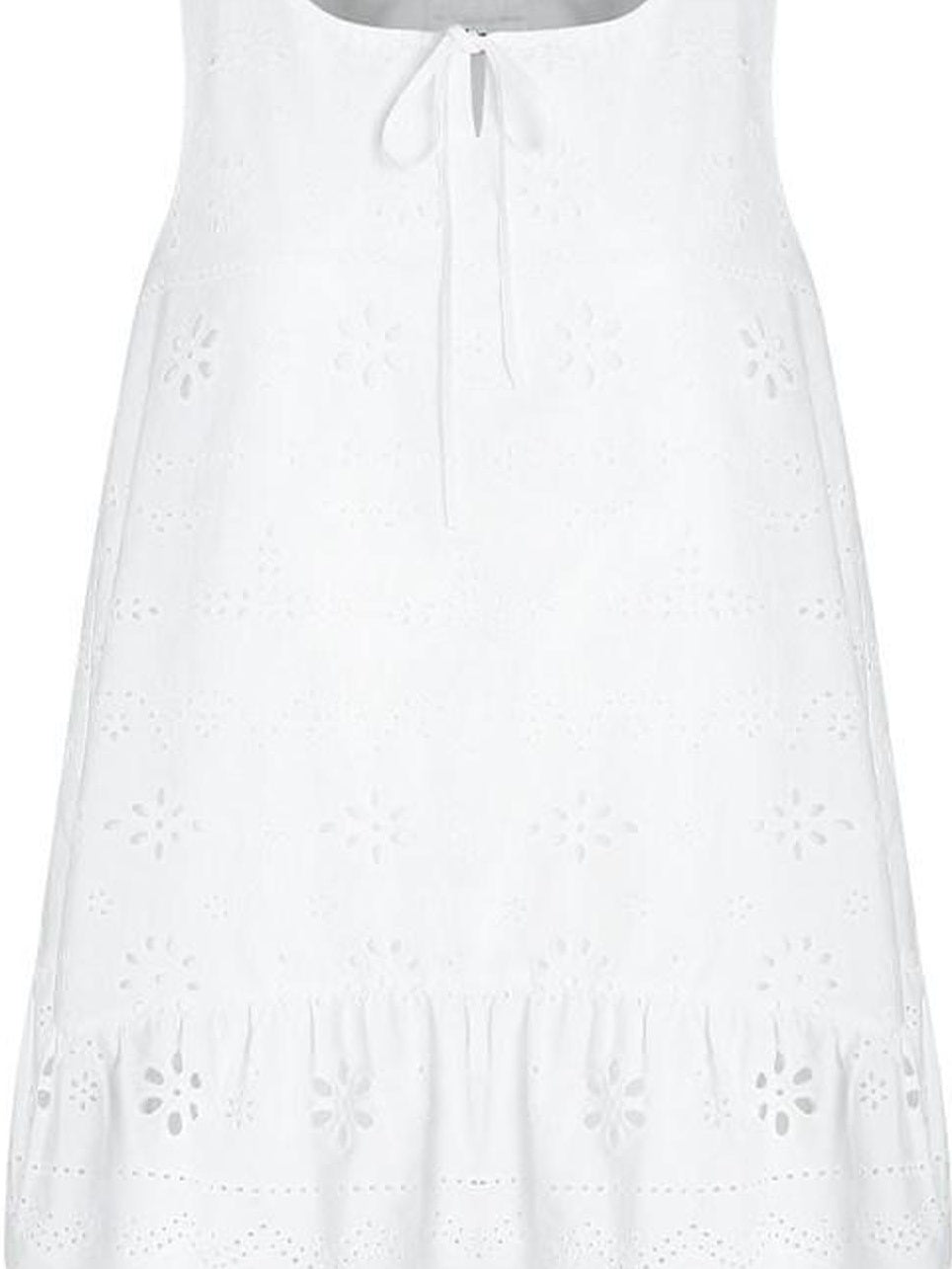 fano 100 Percent Cotton Embroidery A Line Loose Waist Sleeveless Office Midi Dresses