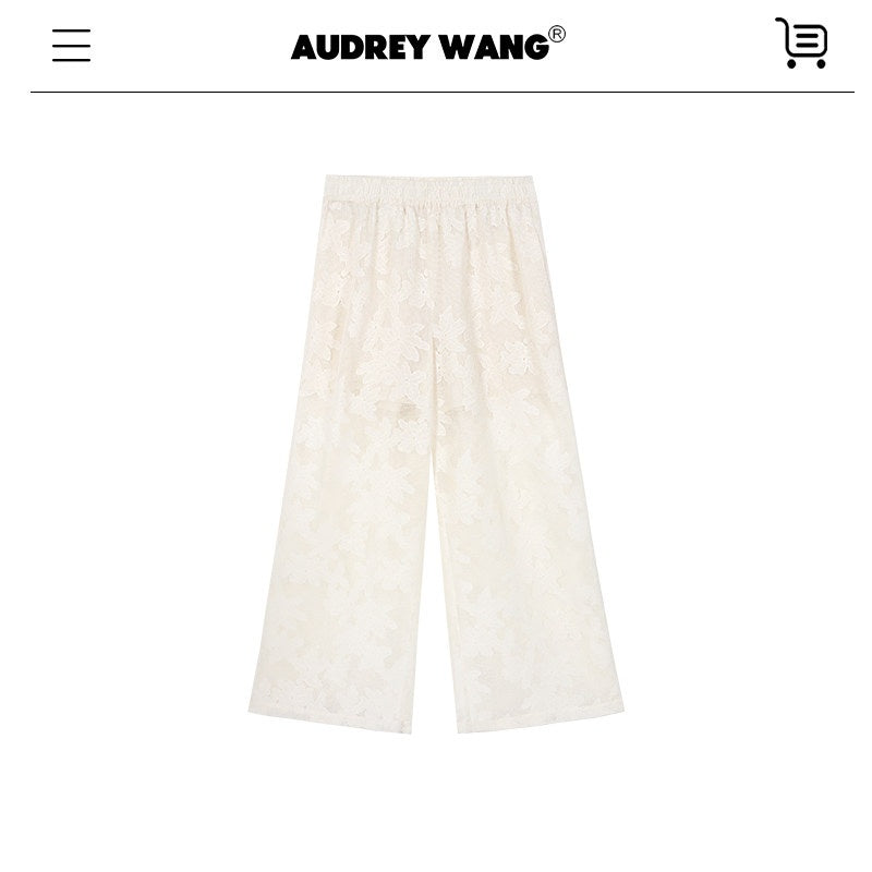 audreyyang_Lightweight_Shape_Retention_Lace_Polo_Loose_Fit_Women_Cotton_Top_&_Pants_Sets_MISSTT