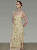 unspoken Office Minimalist Floral Cami A Line Natural Waist Tencel Maxi Dresses