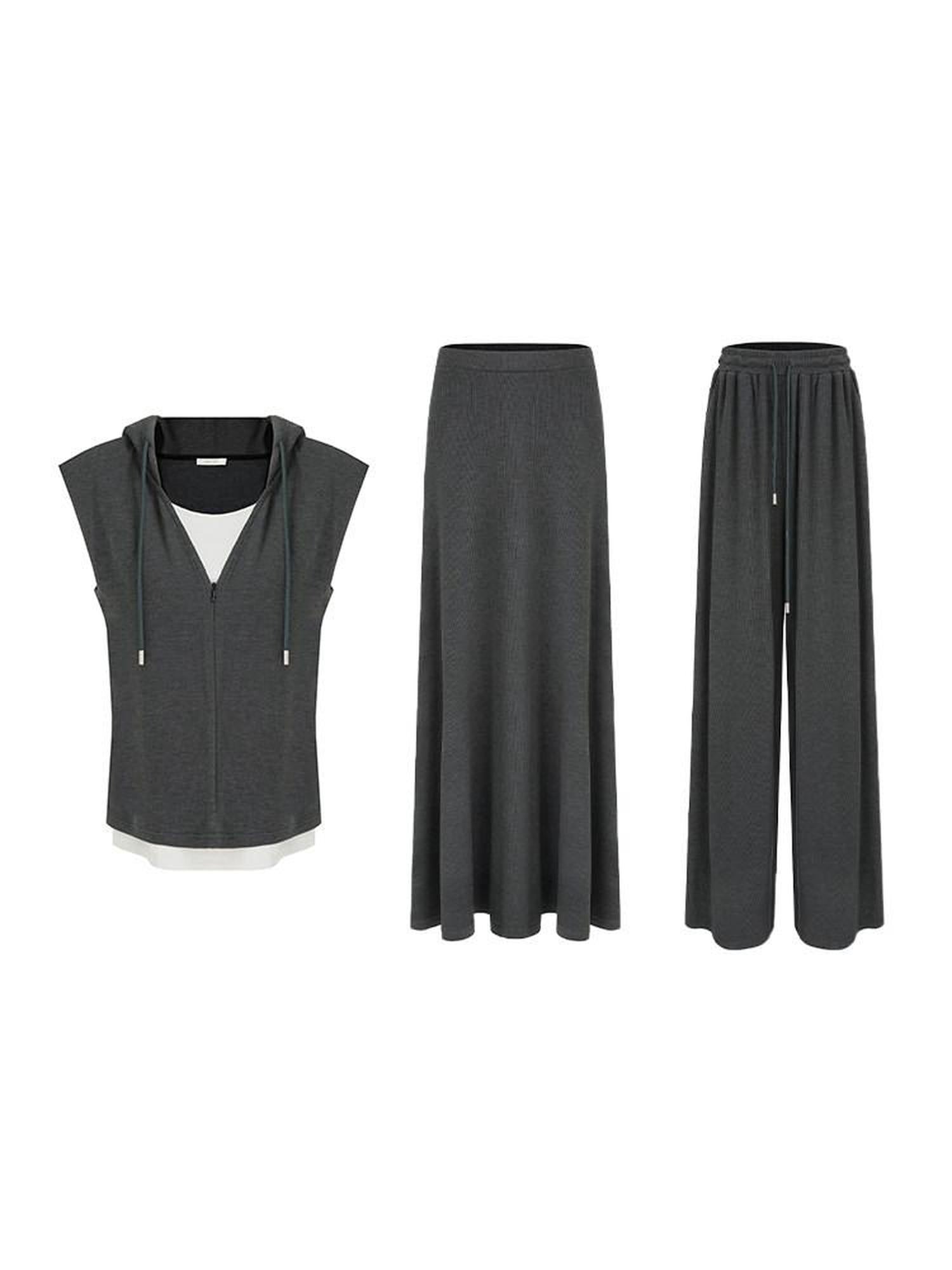 unspoken Soft Viscose Short Sleeve Hooded Casual Long Pants Top & Pants Sets