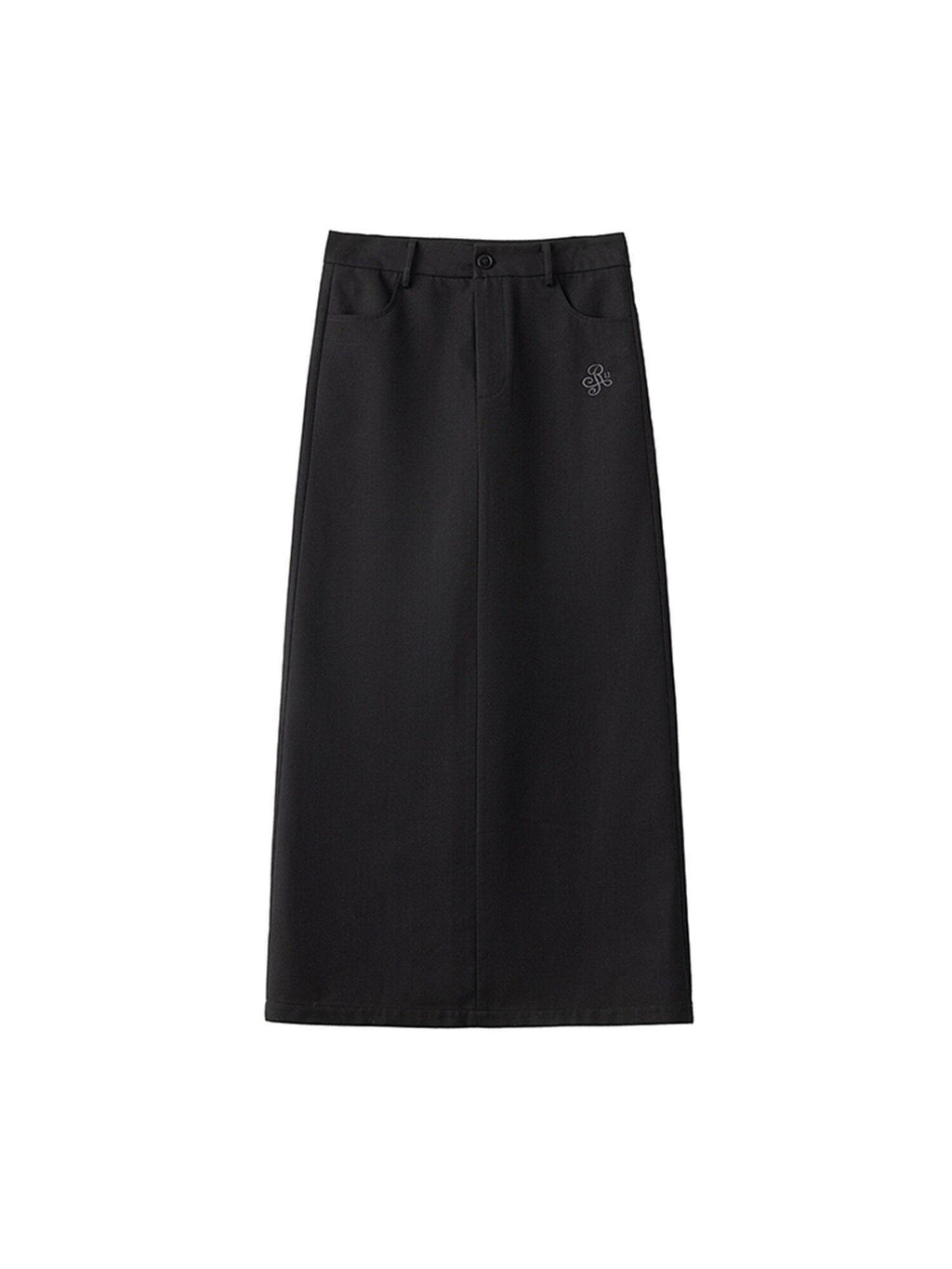 ikyou Embroidered High Waisted A Line Back Slit Casual Young Women Polyester Maxi Skirts
