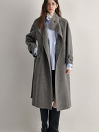 fano 100 Percent Sheep Wool Longline Minimal Commuter Straight Cut Women Wool Coats
