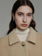 unspoken 3D Tailored Minimalist Loose Fit Office Lapel Single Breasted Camel Short Coat