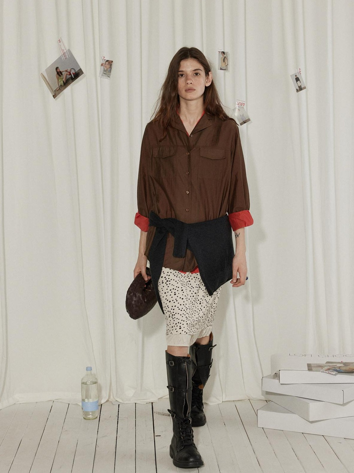 Lofi choose High Waist Casual Patchwork A Line Printed Polyester Office Midi Skirts