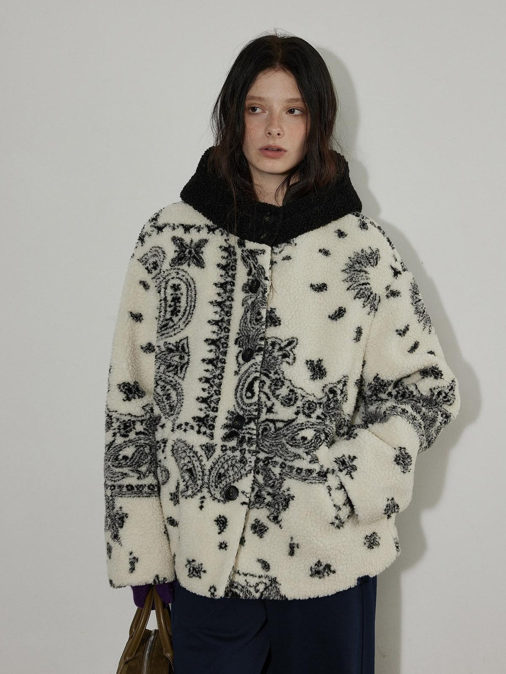 Lofi choose Insulated Hooded Relaxed Fit Commuter Floral Apricot Button Women Short Coat
