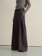 someonesometimes Wrinkle Resistant Minimal Workwear Natural Waist Women Purple Straight Pants