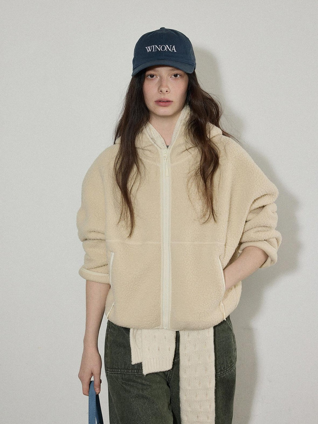 Lofi choose Thick Zippered Hooded Oversized Commuter For Women Apricot Plush Fleece Hoodie