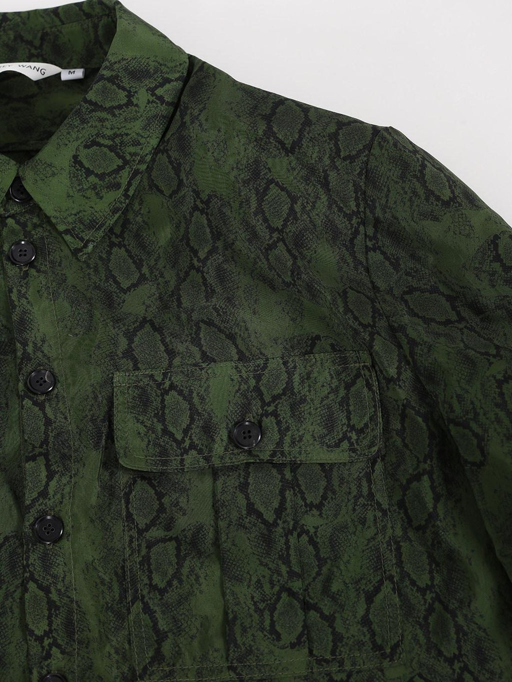 audreyyang Shape Retain Loose Snake Print Dark Green Recycled Viscose Women Wide Leg Pants