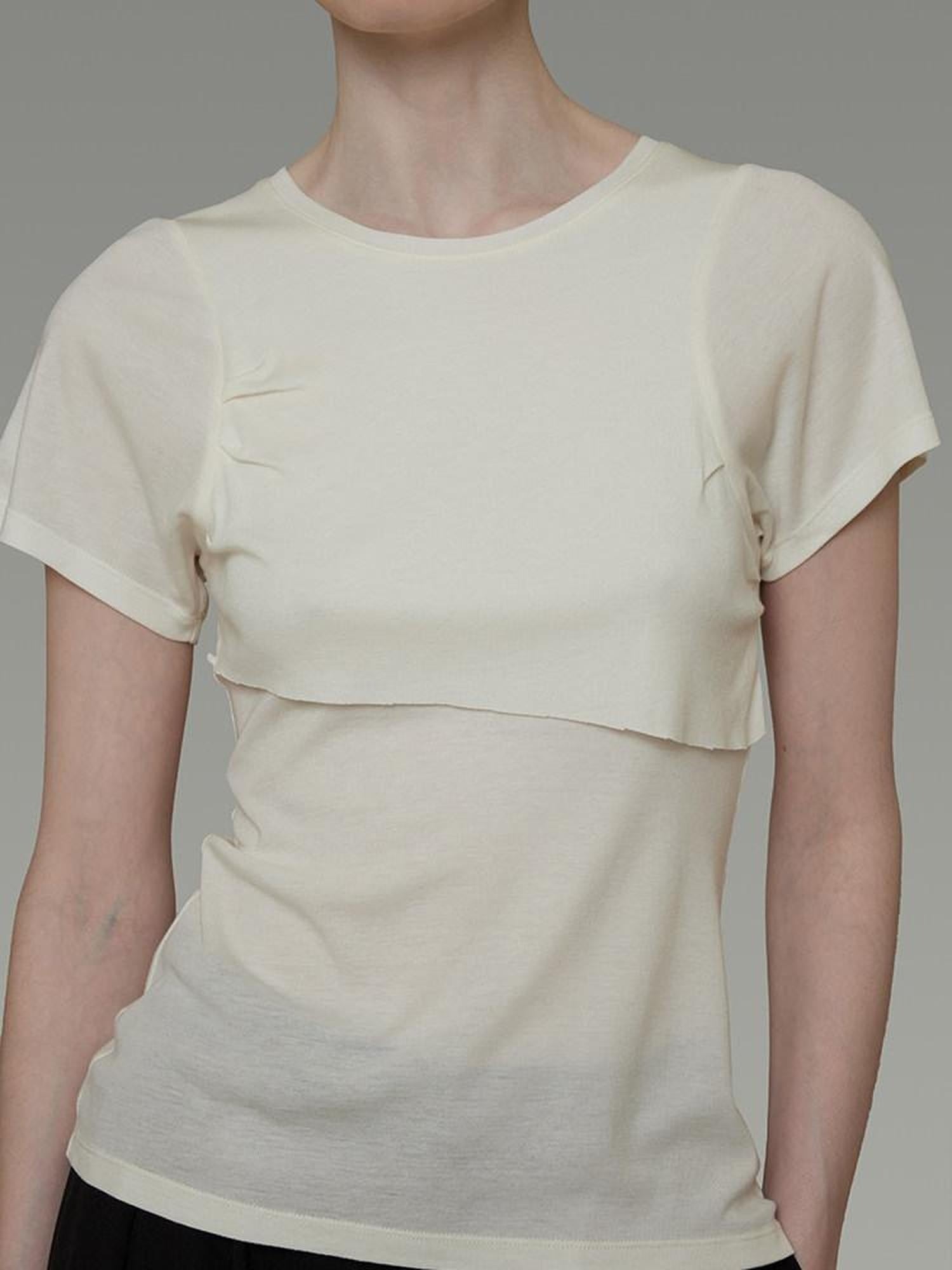 unspoken Soft Acrylic Slim Fit Crew Neck Minimal Office Women White Short Sleeve T-Shirts