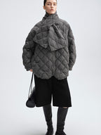 audreyyang 90 Percent Duck Down Warm Mid Length Diamond Quilt Wool Loose Women Down Jackets