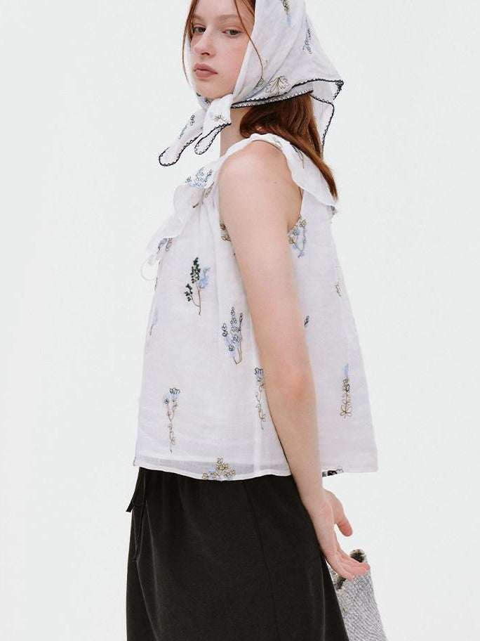 fano Pure Cotton Comfort Relaxed Office Floral Print White Camisoles