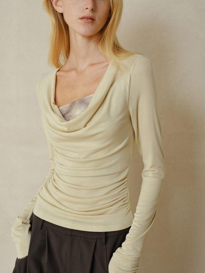 someonesometimes Lyocell Stretch Casual Slim Fit Plaid Scoop Neck Women Pear Long Sleeve T-Shirts