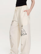 fano Lightweight Nylon Blend Korean Commuter Wide Leg Waist Zip Fly Sweatpants