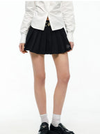 ikyou Fade Resistant Embroidered Pleated A Line Mid Waist Side Zipper Women Mini Skirts