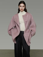 unspoken Pure Wool Loose Fit Minimal Office Midlength Single Button Women Wool Coats