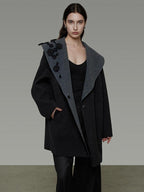 unspoken Warm Thick Minimal Commuter Loose Fit Lapel Women Sheep Wool Blend Wool Coats