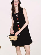 fano Linen Sleeveless A Line Bubble Natural Waist Korean Casual Women Midi Dresses