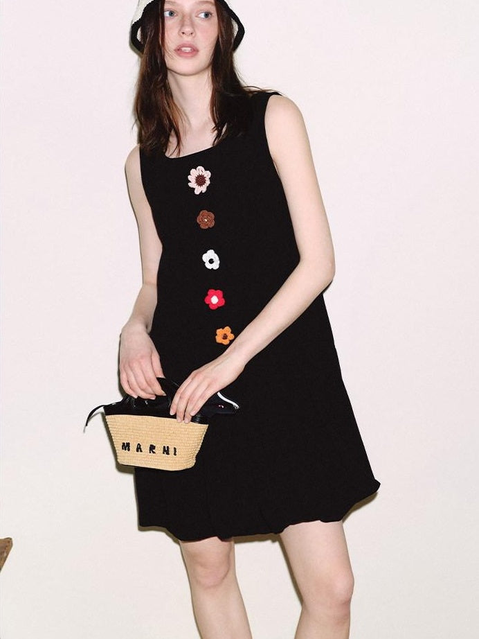 fano Linen Sleeveless A Line Bubble Natural Waist Korean Casual Women Midi Dresses