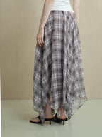 someonesometimes Flattering Commuter Slim Tie Strap Plaid Vest And Skirt Women Top & Skirt Sets