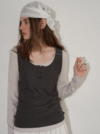 Lofi choose Slim Fit Commuter Round Neck Women Khaki Green Light Gray Long Sleeve T-Shirts