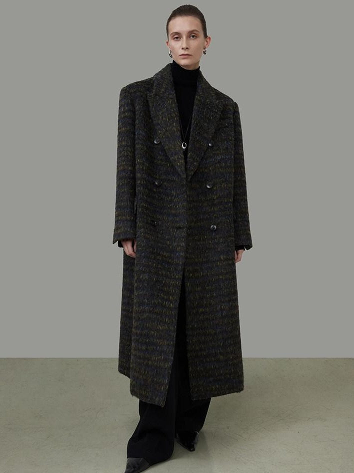 unspoken Warm Thick Double Breasted Long Loose Fit Minimalist Office Charcoal Wool Coats