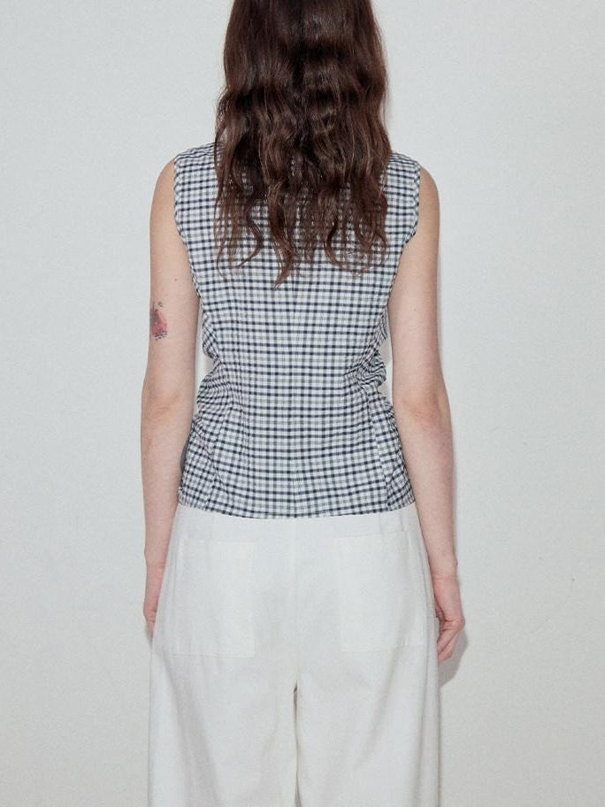 fano 100% Cotton Plaid Slim Fit Button Front Commuter Women Off Shoulder Crop Tops