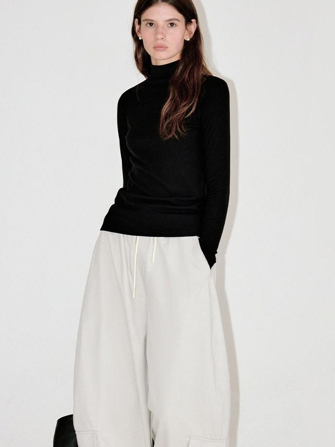 fano Viscose Silk Blend Slim Fit Half Open Collar Long Sleeve Women Knit Sweaters