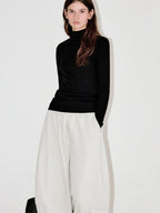 fano Viscose Silk Blend Slim Fit Half Open Collar Long Sleeve Women Knit Sweaters