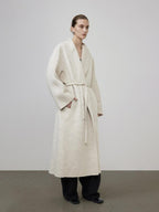 unspoken Warm Wool Rabbit Silk Blend Tie Waist Straight Cut Minimal Commuter Long Coats