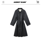 audreyyang_Detachable_Belt_Pure_Cotton_Loose_Long_Single_Breasted_Women_Black_Trench_Coats_MISSTT