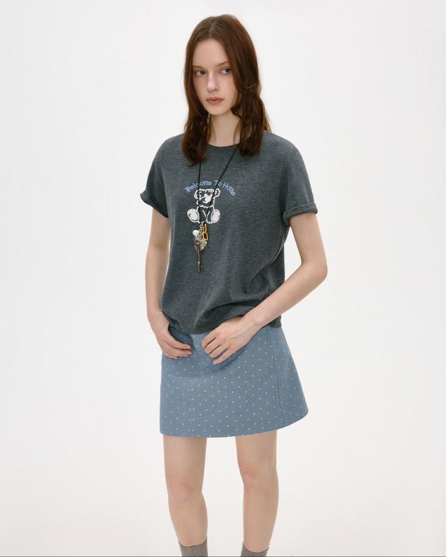 fano Soft Stretch Cotton Printed Round Neck Korean Relaxed Fit Short Sleeve T-Shirts
