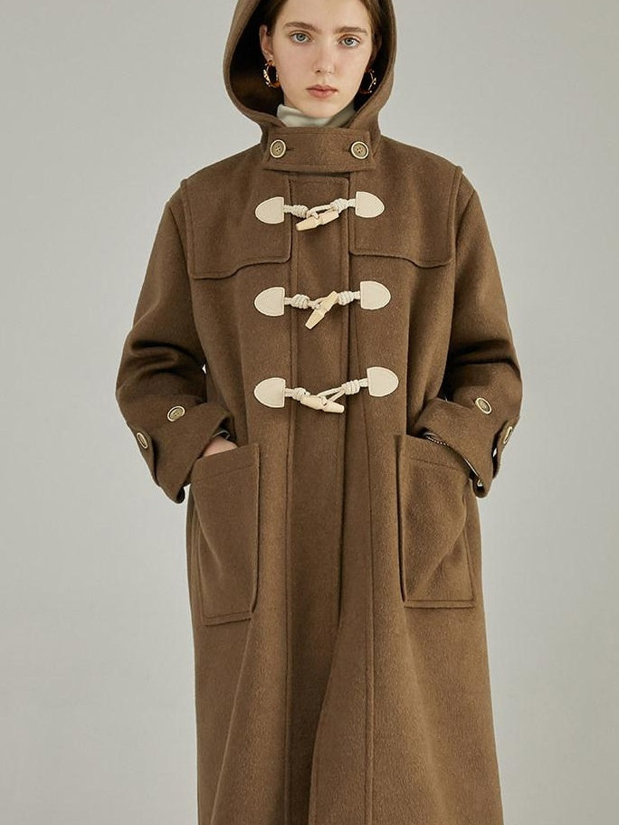 fano Toggle Pocket Minimal Commuter Midlength Women Polyester Blend Long Coats