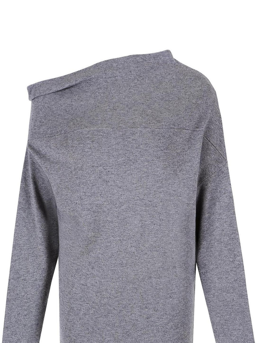 fano Minimalist Office Regular Asymmetric Neck Batwing Sleeve Women Nylon Sweaters