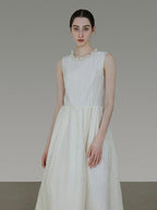 unspoken Polyester Blend A Line Fitted Waist Round Neck Sleeveless Casual Maxi Dresses