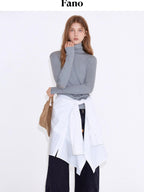 fano Cotton Cashmere Blend Slim Fit Casual High Neck Women Knit Pullover Sweaters