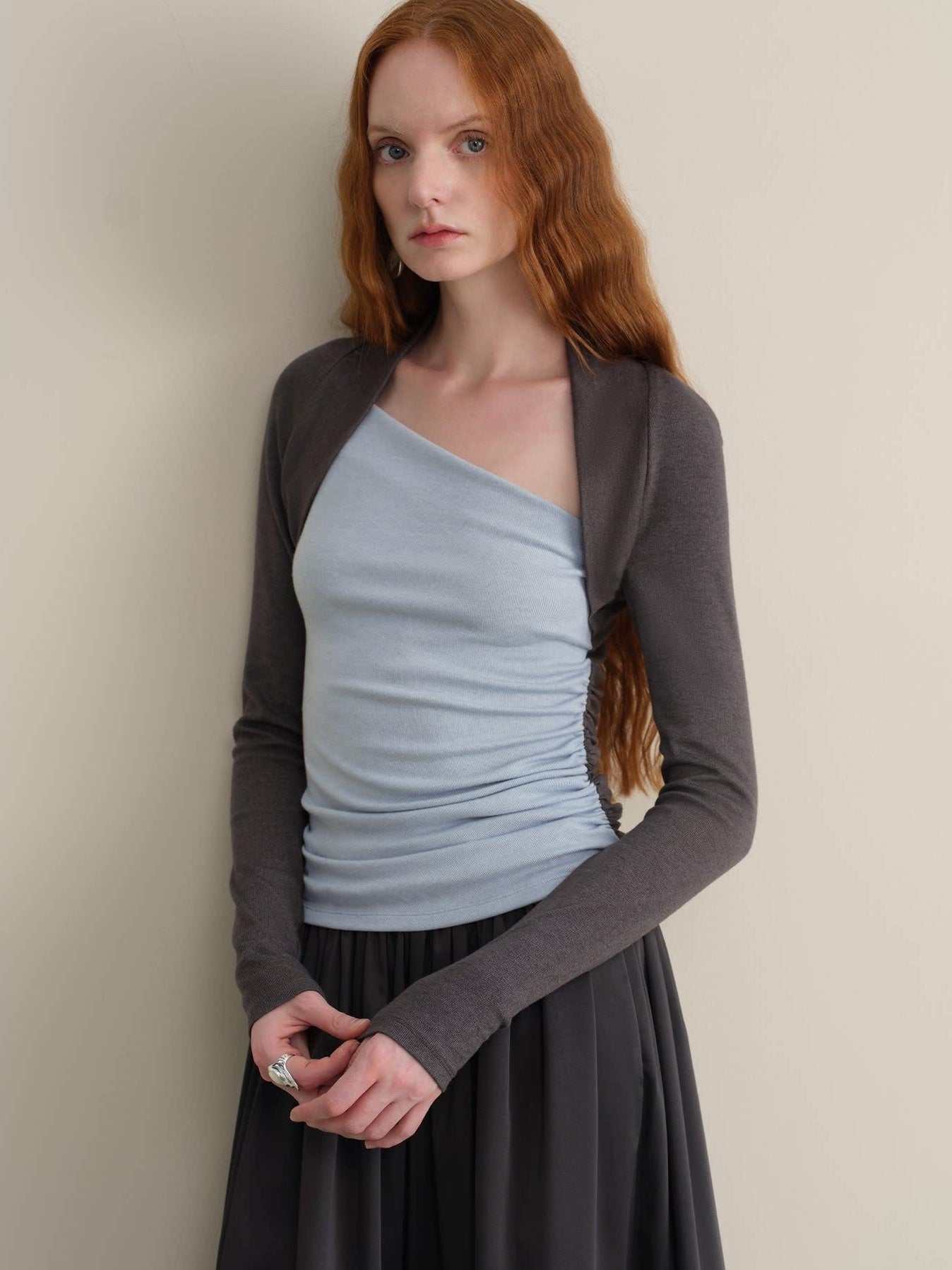 someonesometimes Stretch Viscose Midweight Colorblock Slanted Collar Slim Fit Women Sweaters