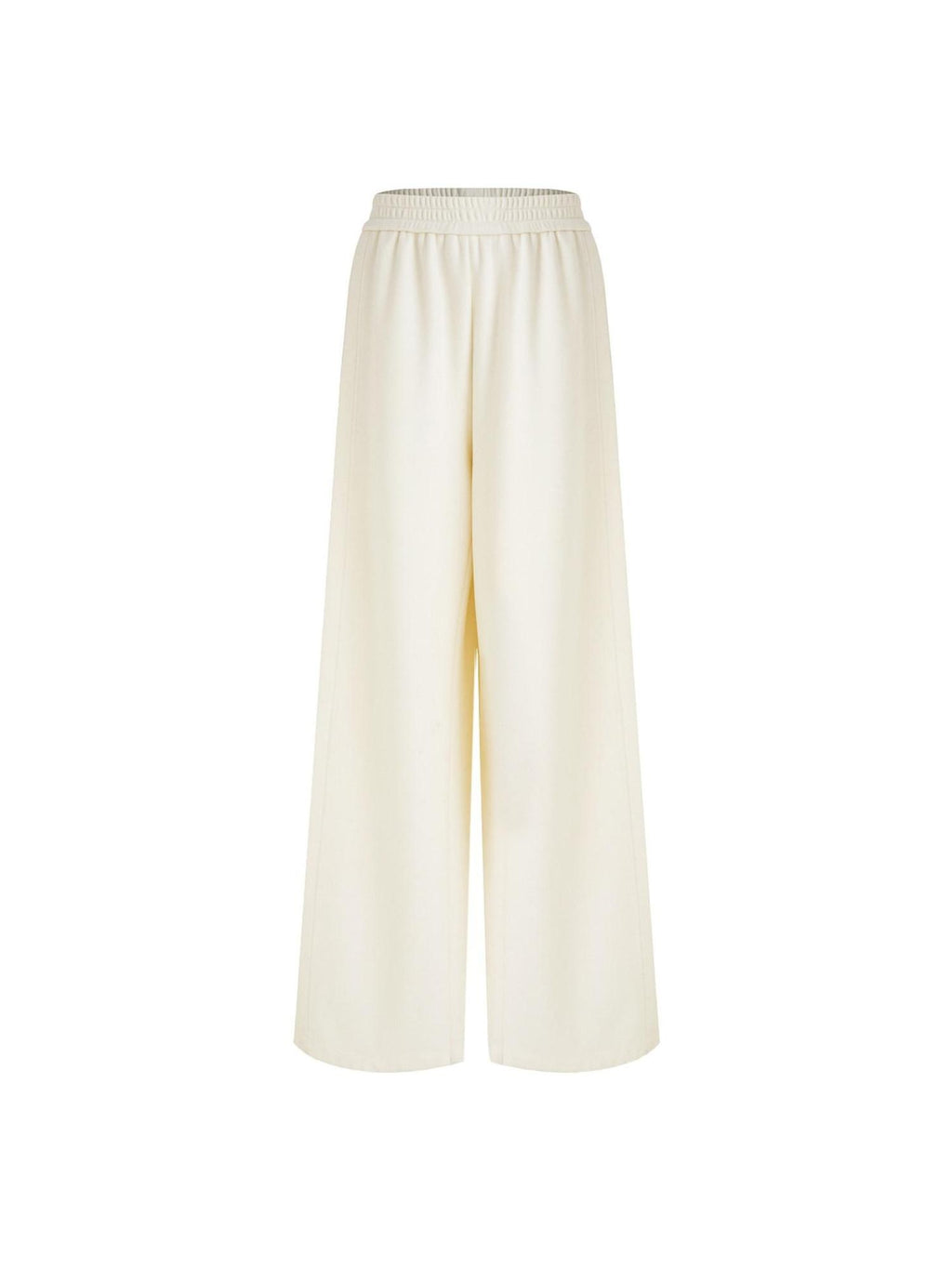 unspoken Comfort Elastic Natural Waist Minimal Solid White Polyester Blend Wide Leg Pants
